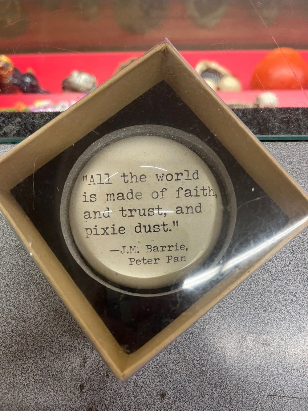 Peter Pan Decorative Quote Paperweight - Cream and Black